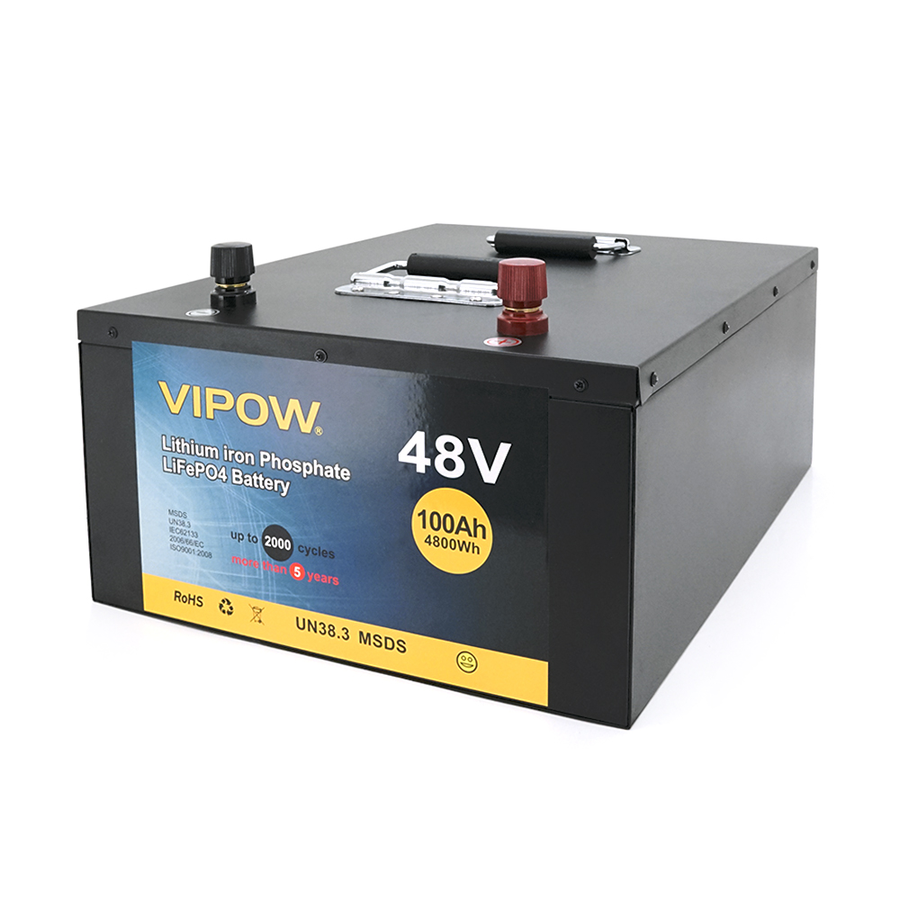 17733 Акумуляторна батарея Vipow LiFePO4 51,2V 100Ah з вбудованою ВМS платою 80A (450*442*177) - Зображення 1