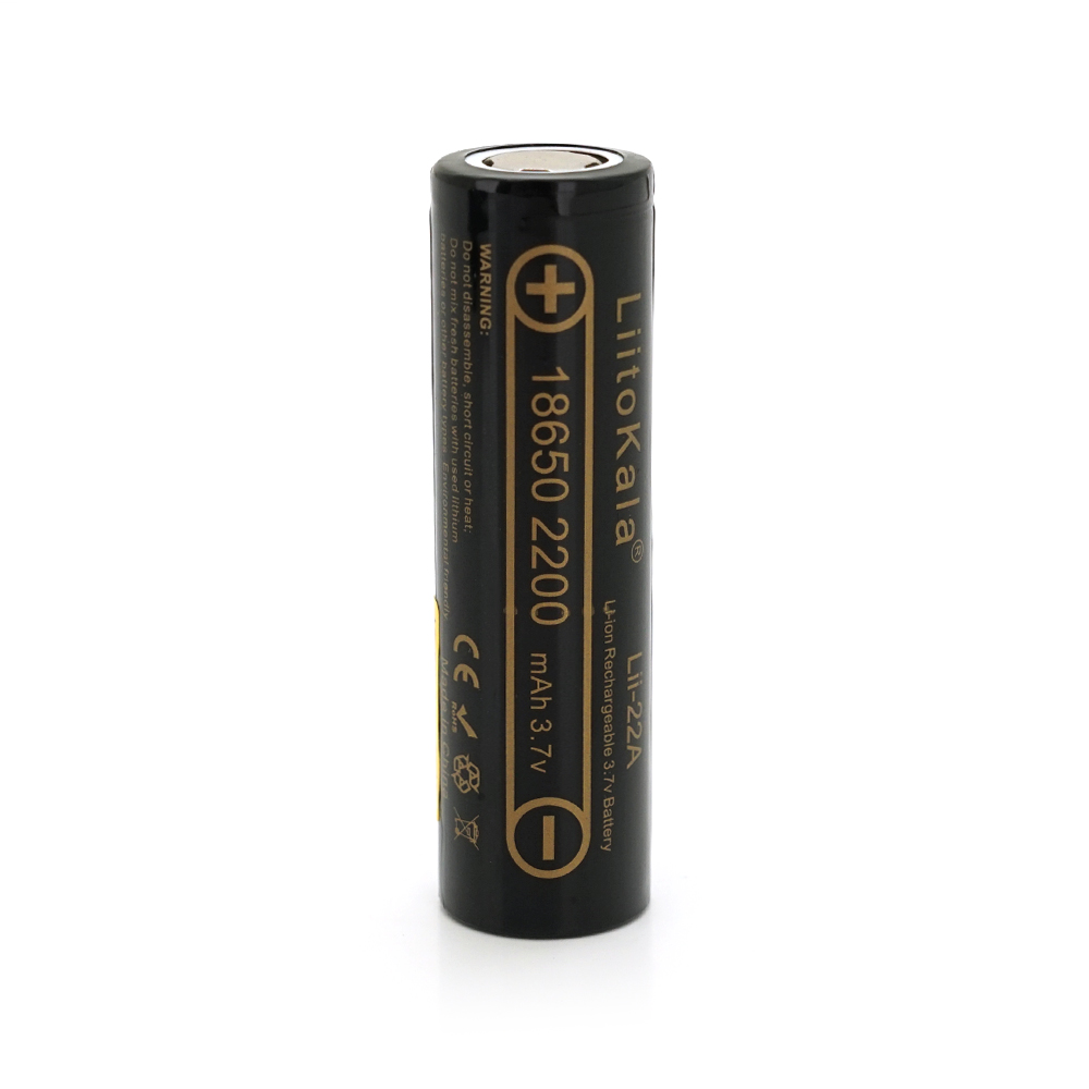 18699 Акумулятор 18650 Li-Ion LiitoKala Lii-22A, 2200mah (2100-2300mah), 3.7V (2.75-4.2V), Black, PVC BOX Q2, цена за 1 шт - Зображення 1