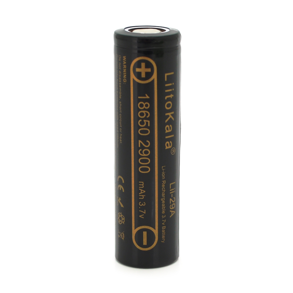 18702 Акумулятор 18650 Li-Ion LiitoKala Lii-29A, 2900mah (2850-2950mah), 3.7V (2.75-4.2V), Black, PVC BOX Q2, цiна за 1 шт - Зображення 1