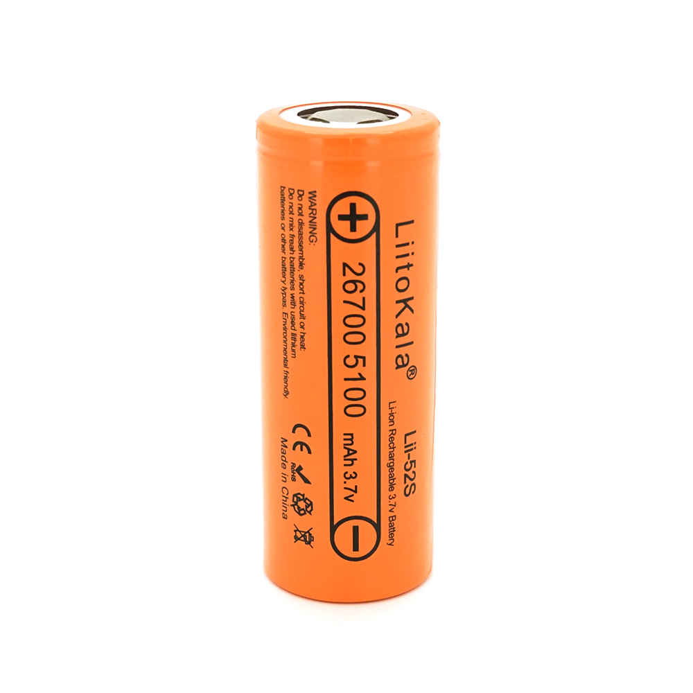 29720 Акумулятор 26700 Li-Ion LiitoKala Lii-52S, 5000mAh (5100-5200mAh), 10A, 3.7V (2.75-4.2V), Orange, 2 шт в упаковці, ціна за 1 шт - Зображення 1