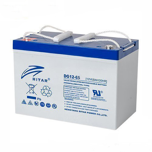 Акумуляторна батарея GEL RITAR DG12-65, Gray Case, 12V 65Ah (350 х 167 х 182) Q1 / 48