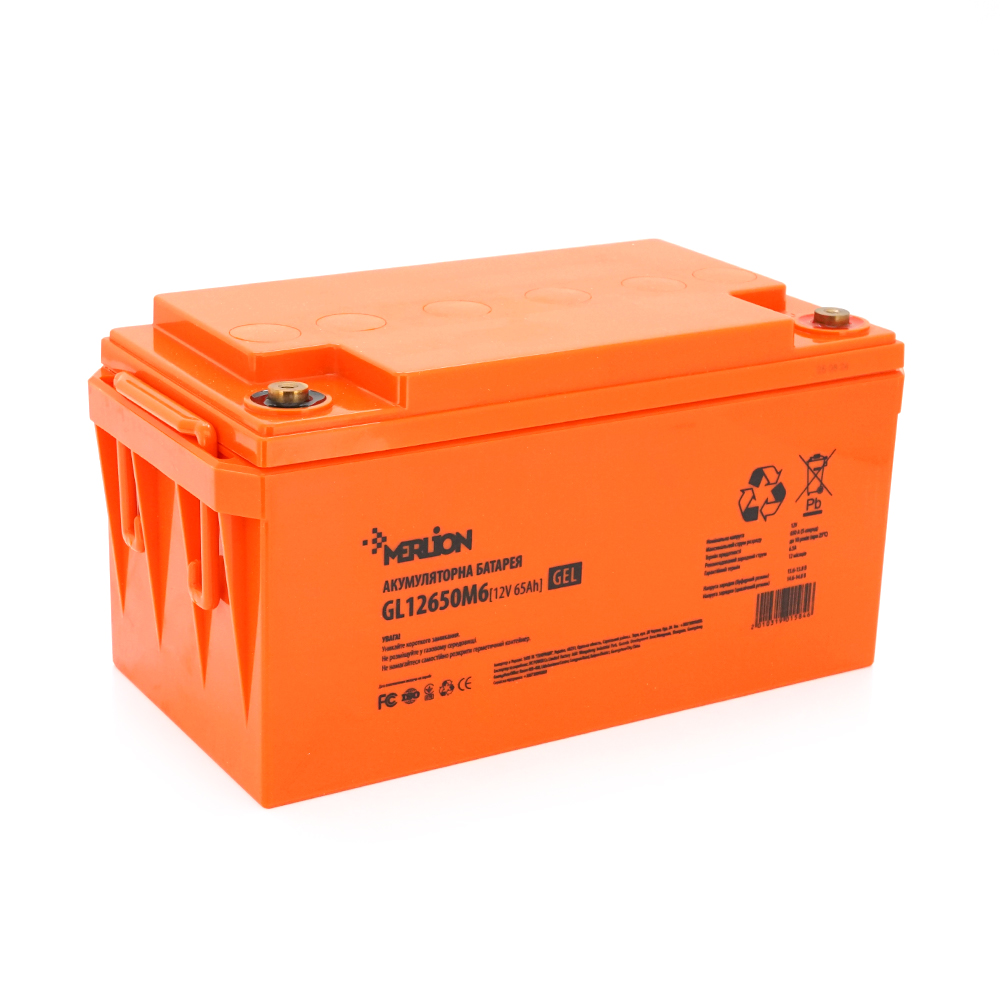01584 Акумуляторна батарея MERLION GL12650M6 12 V 65 Ah (348 x 168 x 178) Orange Q1 / 48 - Зображення 1