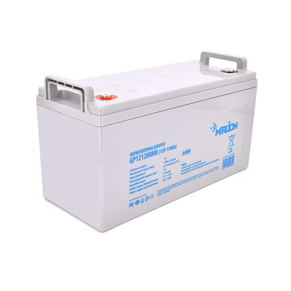 02030 Акумуляторна батарея MERLION AGM GP121200M8 12 V 120 Ah (406 x 174 x 215) White Q1 / 30 - Зображення 1