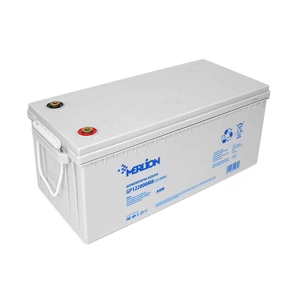 02032 Акумуляторна батарея MERLION AGM GP122000M8 12 V 200 Ah (522 х 240 х 219) Q1 / 18 - Зображення 1