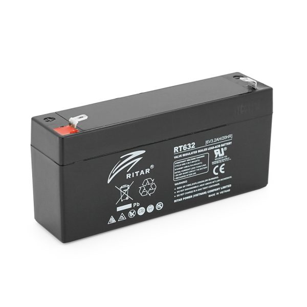 Акумуляторна батарея AGM RITAR RT632, Gray / Black Case, 6V 3.2Ah ( 134х35х60 (66) ) Q10