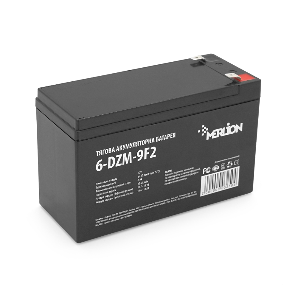 03250 Тягова акумуляторна батарея AGM MERLION 6-DZM-9, 12V 9Ah F2, (150 x 65 x 95 (100) - Зображення 1