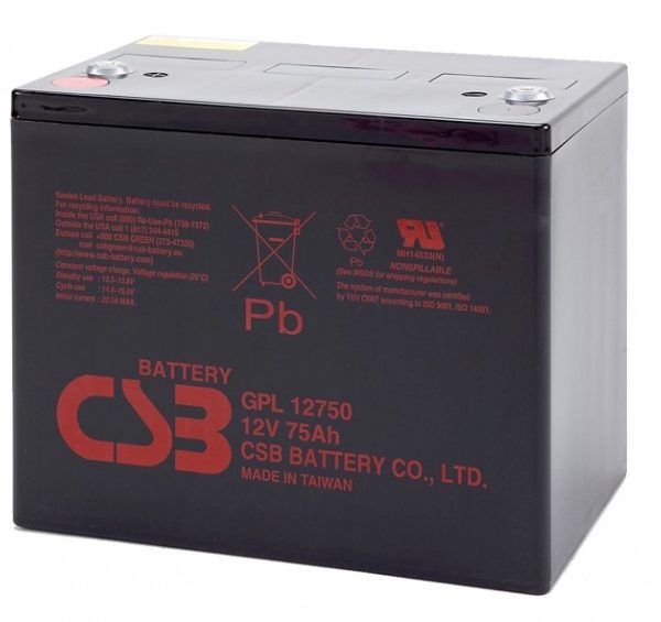 Акумуляторна батарея CSB GPL12750, 12V 75Ah (261х168х215мм)