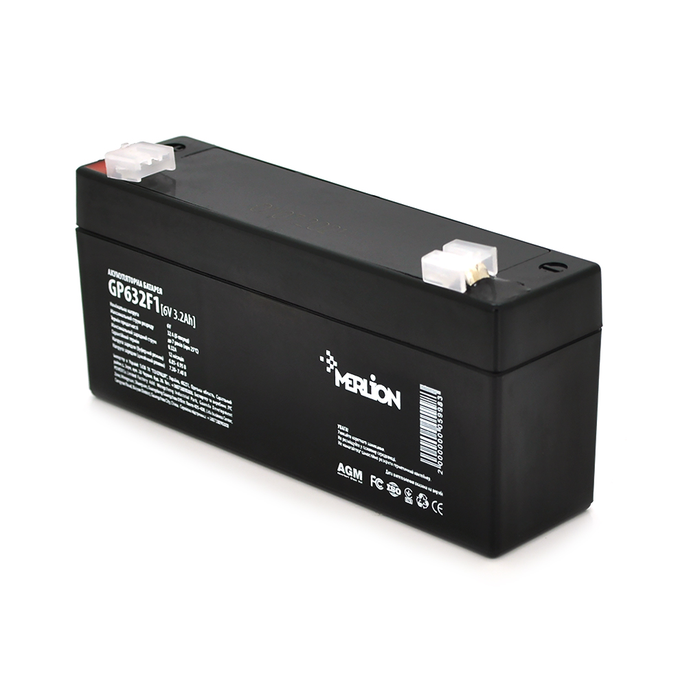 05998 Акумуляторна батарея MERLION AGM GP632F1 6 V 3,2Ah (35 x 70 x 135 (120)) Q20 - Зображення 1