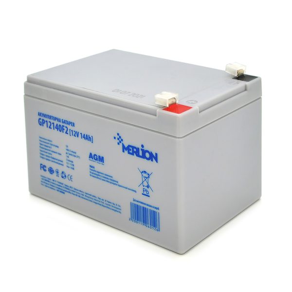 Акумуляторна батарея MERLION AGM GP12140F2 12 V 14 Ah ( 150 x 98 x 95 (100) ), 3.55 kg, Grey, Q6 / 252