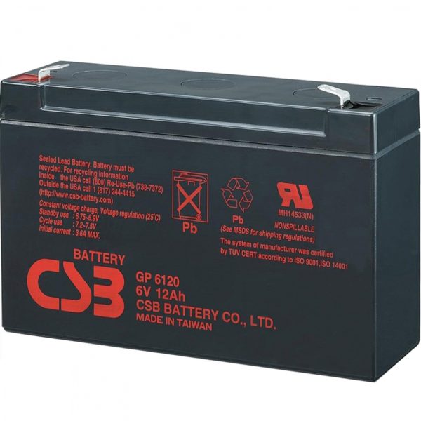 Акумуляторна батарея CSB GP6120, 6V 12Ah (150 x 50 x 95 (100)) Q10