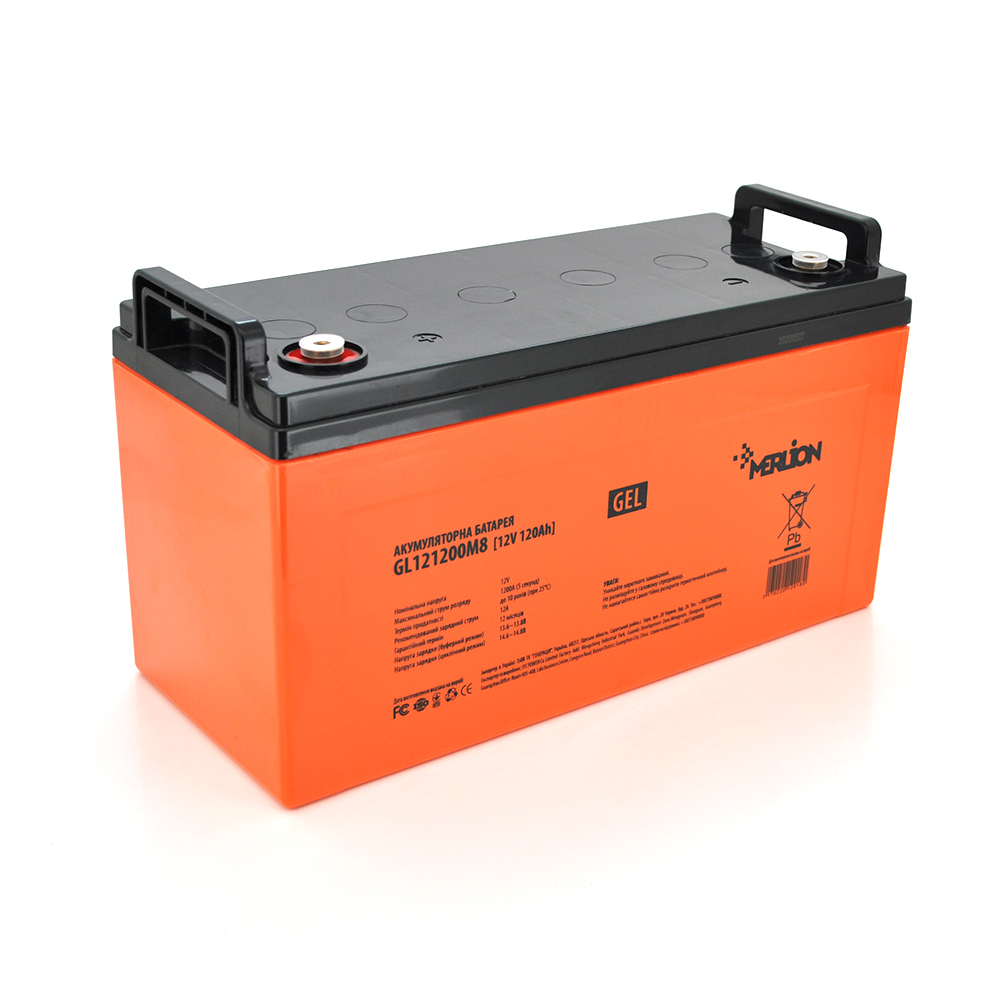 12018 Акумуляторна батарея MERLION GL121200M8 12 V 120 Ah (407 x 176 x 225) 1 / 30 - Зображення 1