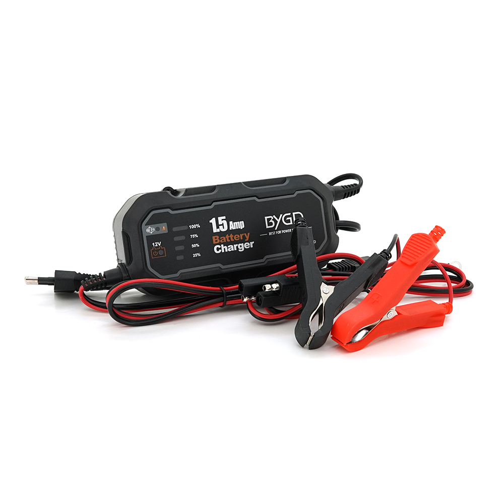 16878 Автомобільне ЗУ BYGD 12V,85-240V,1.5А,LED-індикація,клеми(AGM / GEL / Lead) - Зображення 1