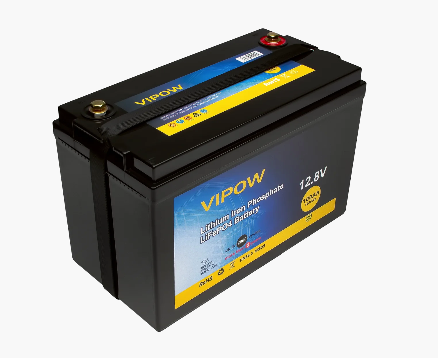 17555 Акумуляторна батарея Vipow LiFePO4 12,8V 100Ah з вбудованою ВМS платою 80A - Зображення 1