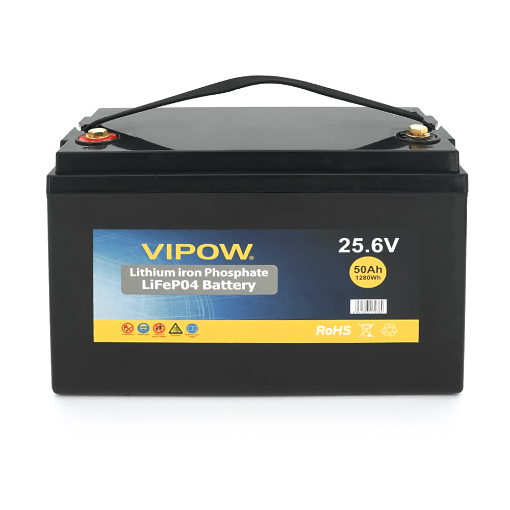 17731 Акумуляторна батарея Vipow LiFePO4 25,6V 50Ah з вбудованою ВМS платою 40A (330*175*225) - Зображення 1