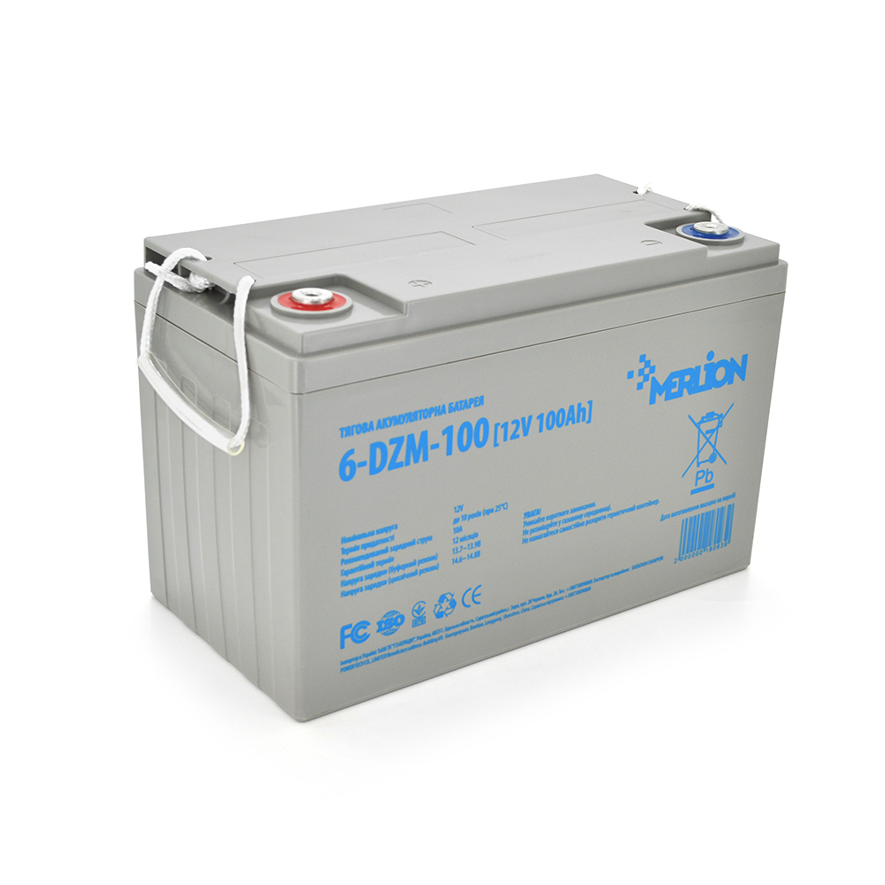 18093 Тягова акумуляторна батарея AGM MERLION 6-DZM-100, 12V 100Ah ( 330 x 175 x 220) Q1 - Зображення 1