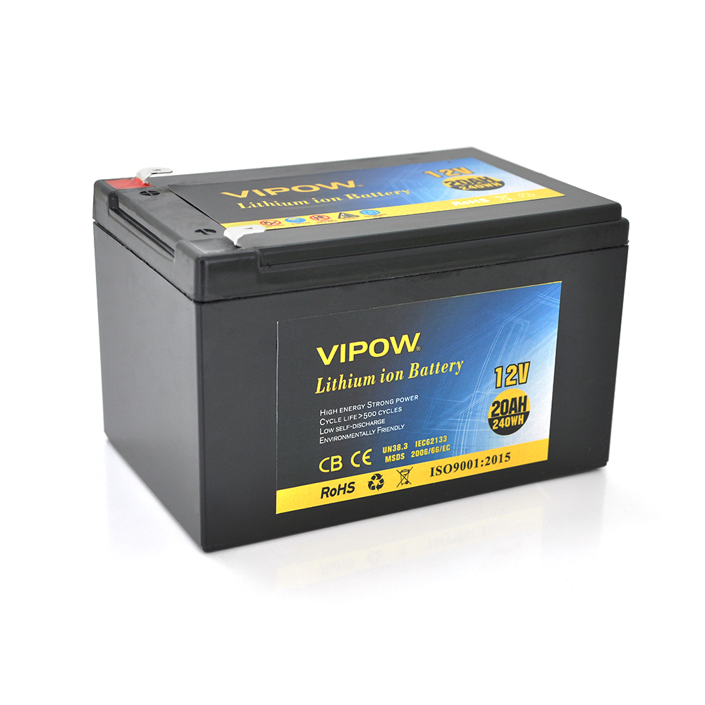 18679 Акумуляторна батарея літієва Vipow 12 V 20Ah з елементами Li-ion 18650 з вбудованою ВМS платою, (3S10P) (151х98х95(101))мм - Зображення 1