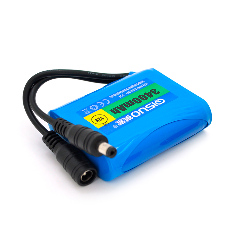 19222 Акумуляторна батарея літієва QiSuo 12V 3.4A з елементами Li-ion LG 18650, DC5.5x2.1, (56x20x70mm) - Зображення 1