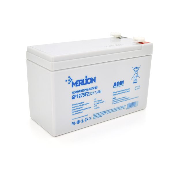 Акумуляторна батарея MERLION AGM GP1275F2 12 V 7,5 Ah ( 150 x 65 x 95 (100) ) White Q10 / 420
