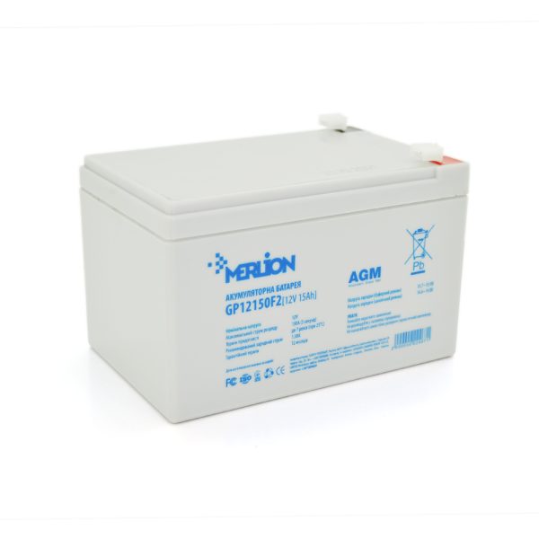 Акумуляторна батарея MERLION AGM GP12150F2 12 V 15 Ah ( 150 x 98 x 95 (100) ), 3.51 kg, Grey, Q6 / 192
