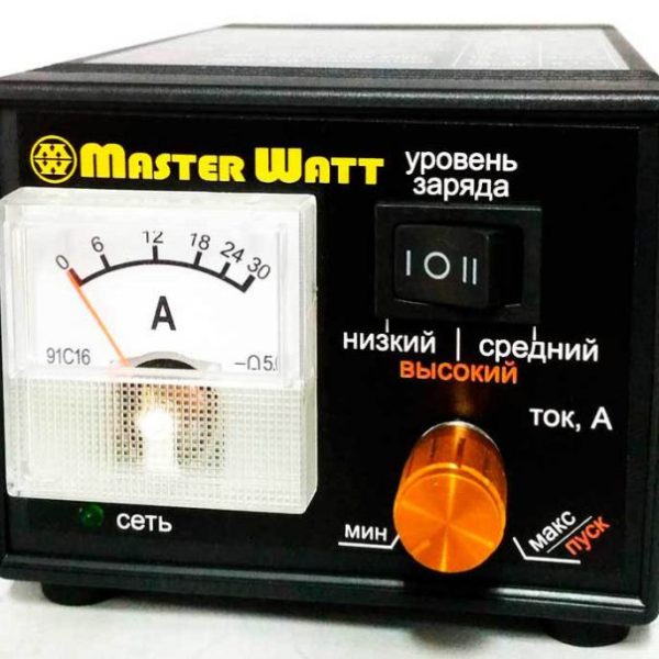 ЗУ для авто / мото акумуляторів MW-IZU12-25A 12V з амперметром та регулятором струму до 25А, 150-250V, три рівні заряду (13,8;14,4;16,2V)