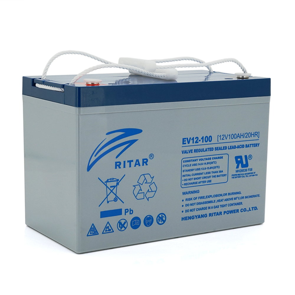 29490 Тягова акумуляторна батарея RITAR EV12-100,12V 100Ah, M8 ( 307 х 169 х 210(215) ), Q1 - Зображення 1