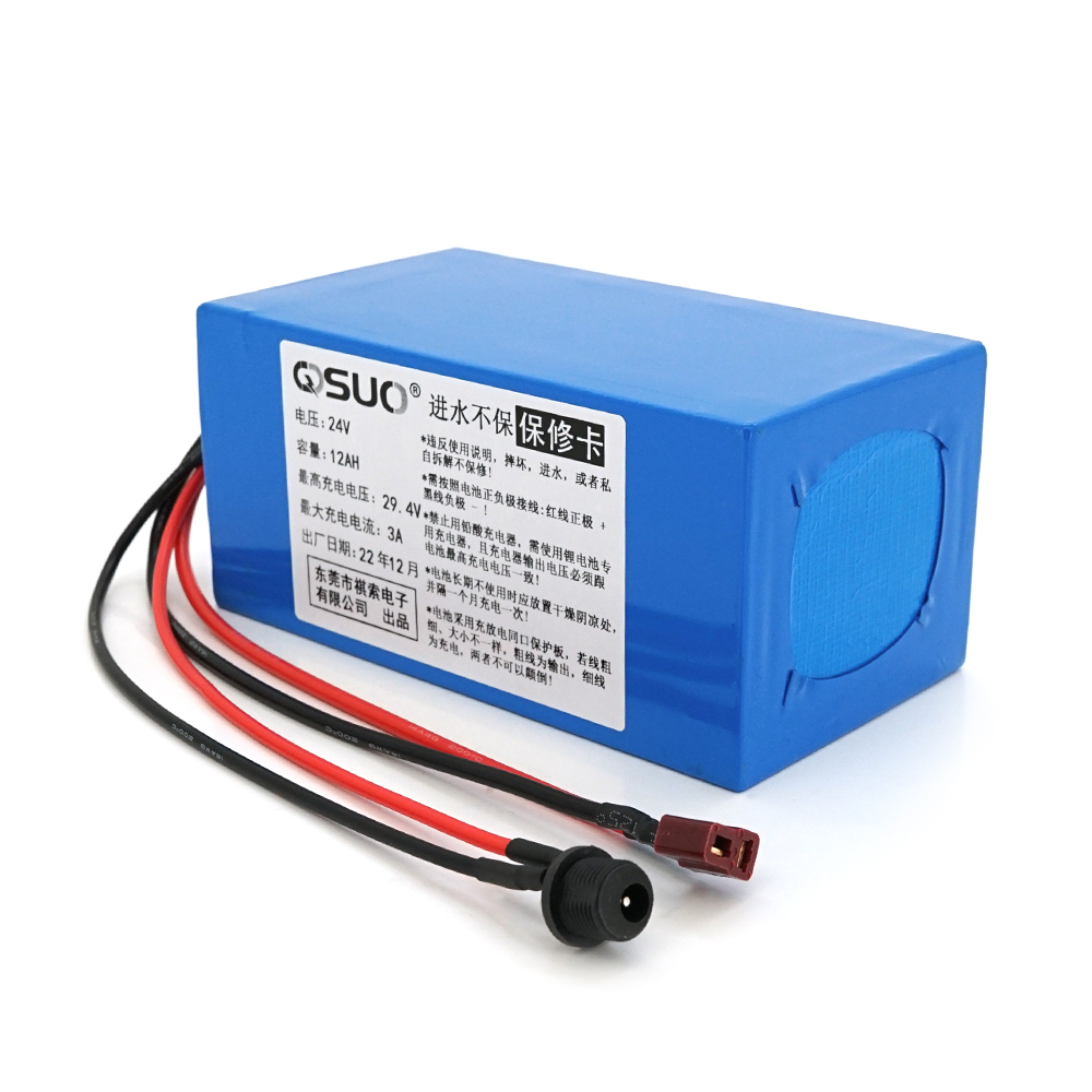 29601 Акумуляторна батарея літієва QiSuo 24V 12A з елементами Li-ion 18650, DC: 5.5x2.1мама + роз'єм T-2HQмама - Зображення 1