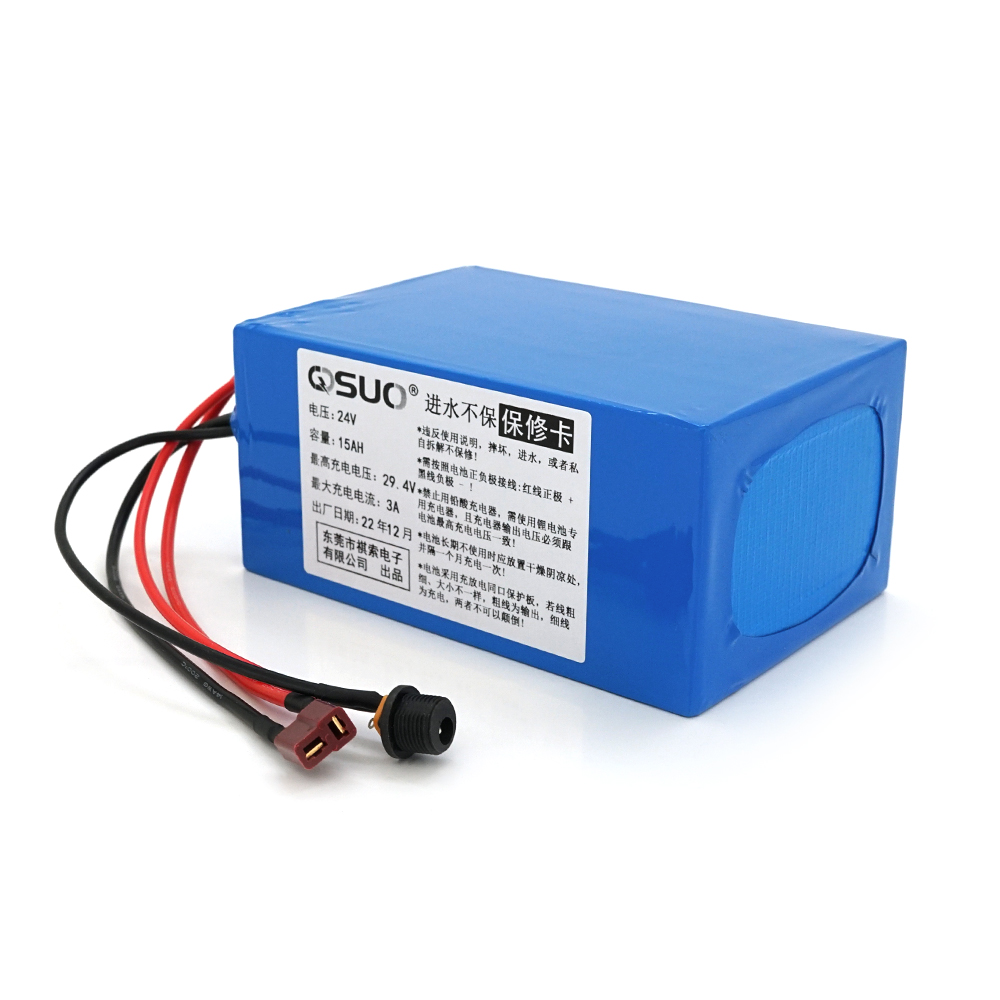 29602 Акумуляторна батарея літієва QiSuo 24V 15A з елементами Li-ion 18650, DC: 5.5x2.1мама + роз'єм T-2HQмама - Зображення 1