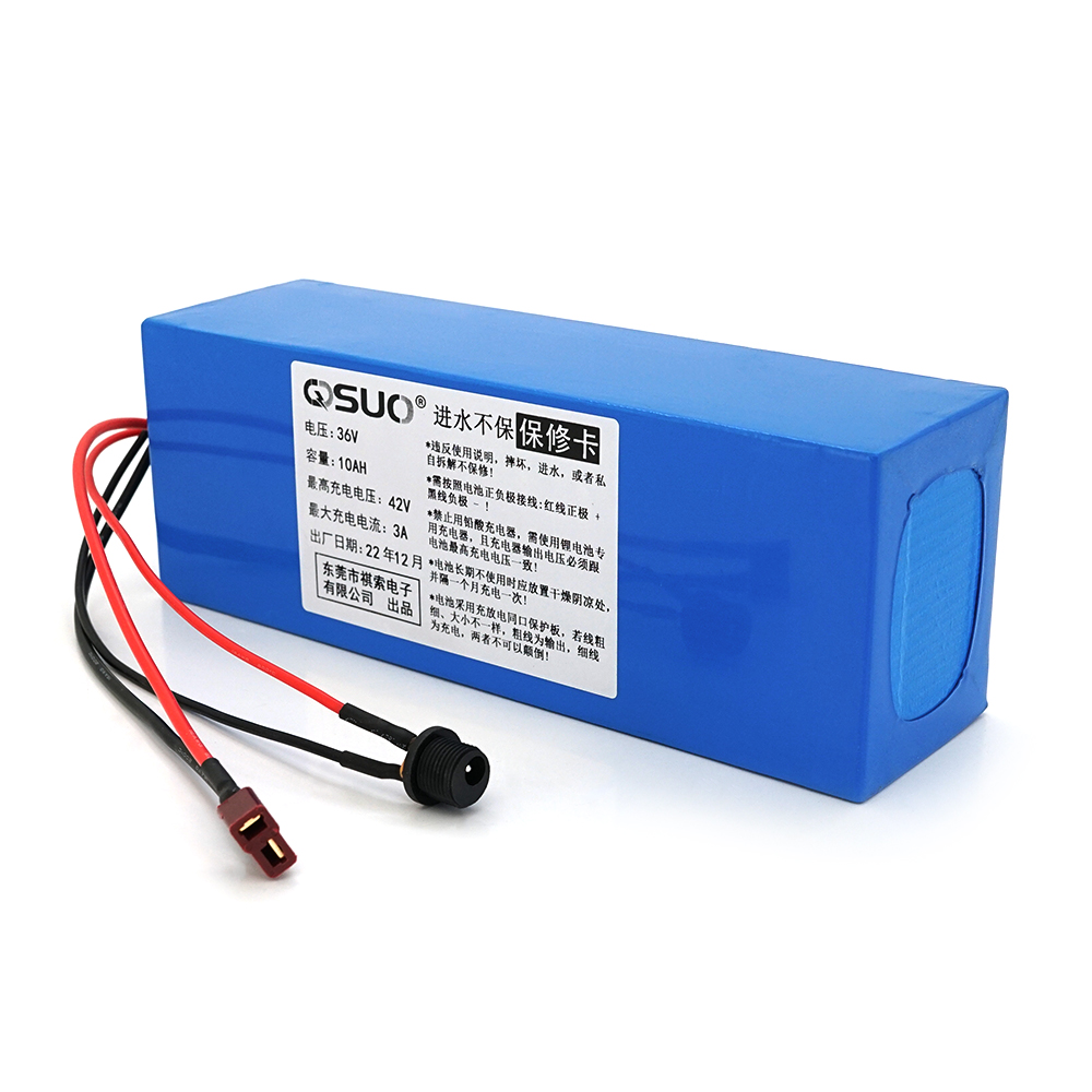 29611 Акумуляторна батарея літієва QiSuo 36V 10A з елементами Li-ion 18650, DC: 5.5x2.1мама + роз'єм T-2HQмама (200х70х56 мм) - Зображення 1