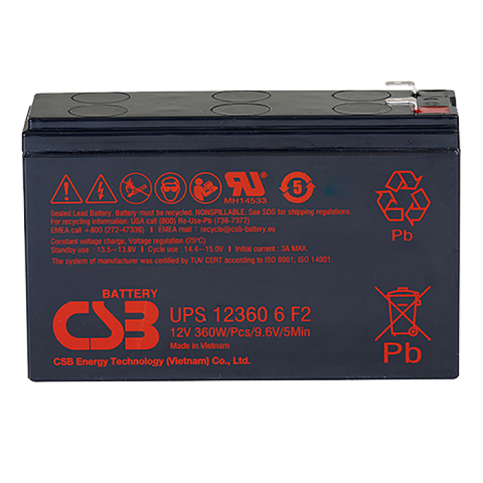 31035 Акумуляторна батарея CSB UPS123606F2 / F1, 12V 6Ah (151х51х94мм), 2.03 kg Q12 - Зображення 1