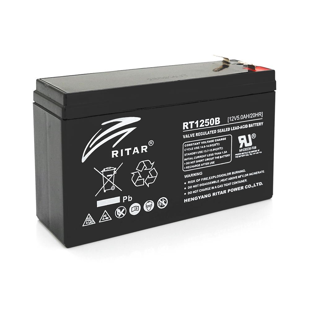 33809 Акумуляторна батарея AGM RITAR RT1250BL, Black Case, 12V 5.0Ah (150 х 50 х 93) Q10 - Зображення 1
