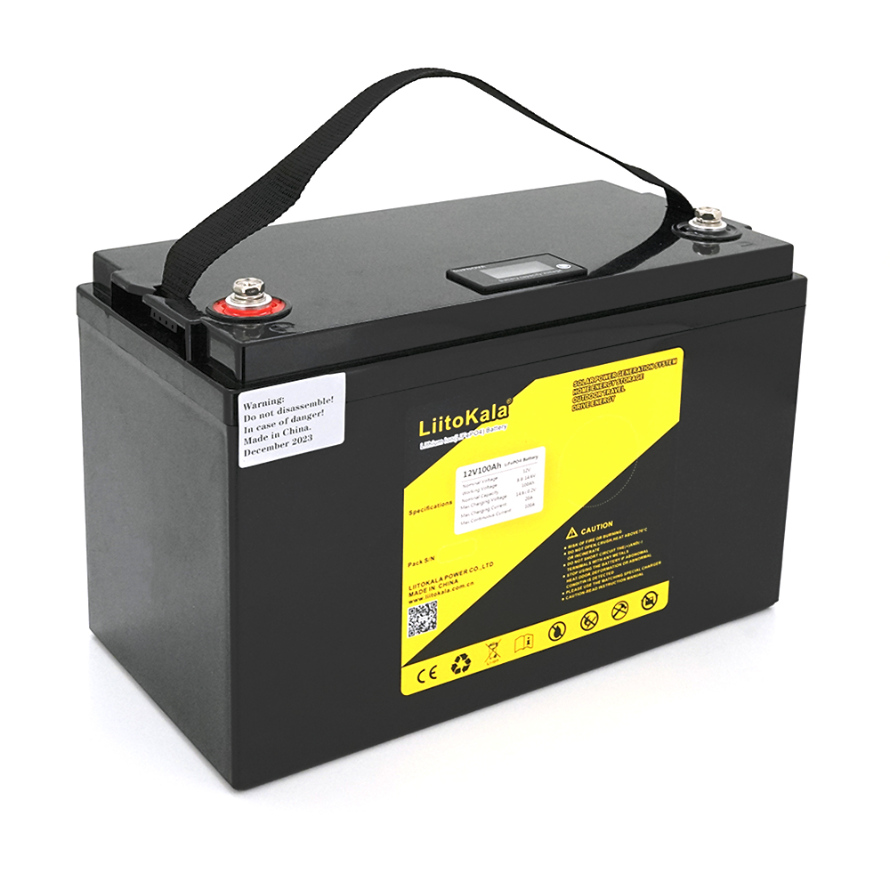 35192 Акумуляторна батарея LiitoKala LiFePO4 12,8V 100Ah BMS(20(100)A / 200A) c LCD дисплеєм (330*170*220mm), 9.5kg - Зображення 1