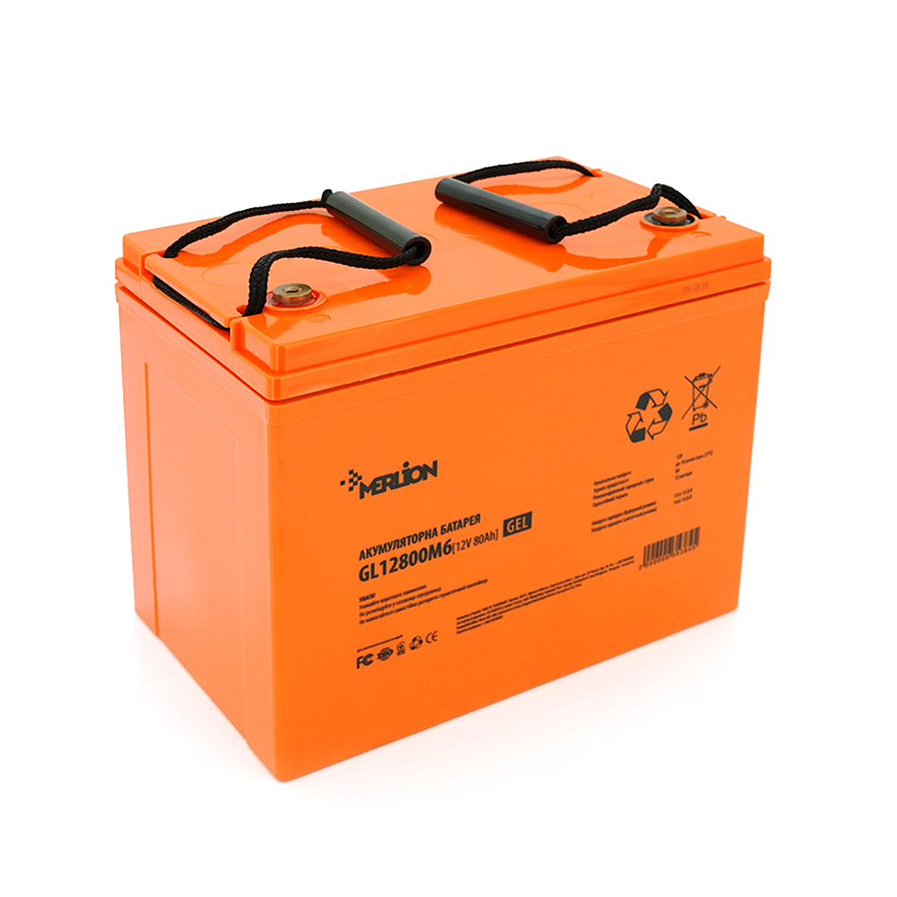 35384 Акумуляторна батарея MERLION GL12800M6 12 V 80 Ah ( 260 x 165 x 210 (215) ) Q1 / 48 - Зображення 1