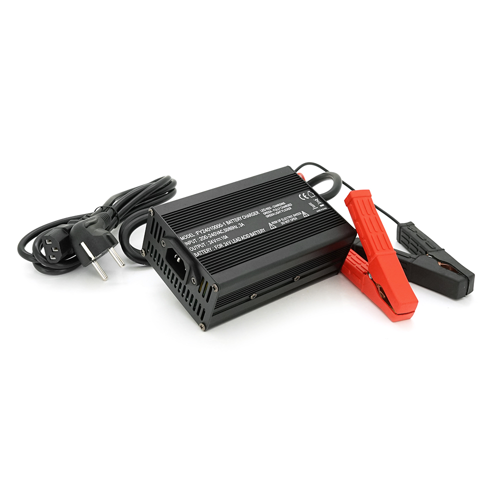 36869 Зарядний пристрій для акумуляторів AGM 24V, 10A, крокодили,135x90x50mm - Зображення 1