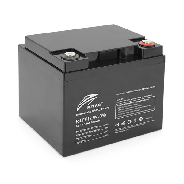 Акумуляторна батарея Ritar LiFePO4 12,8V 50Ah 640Wh BMS25@4S (198х166х169 мм), 6.5kg Q2