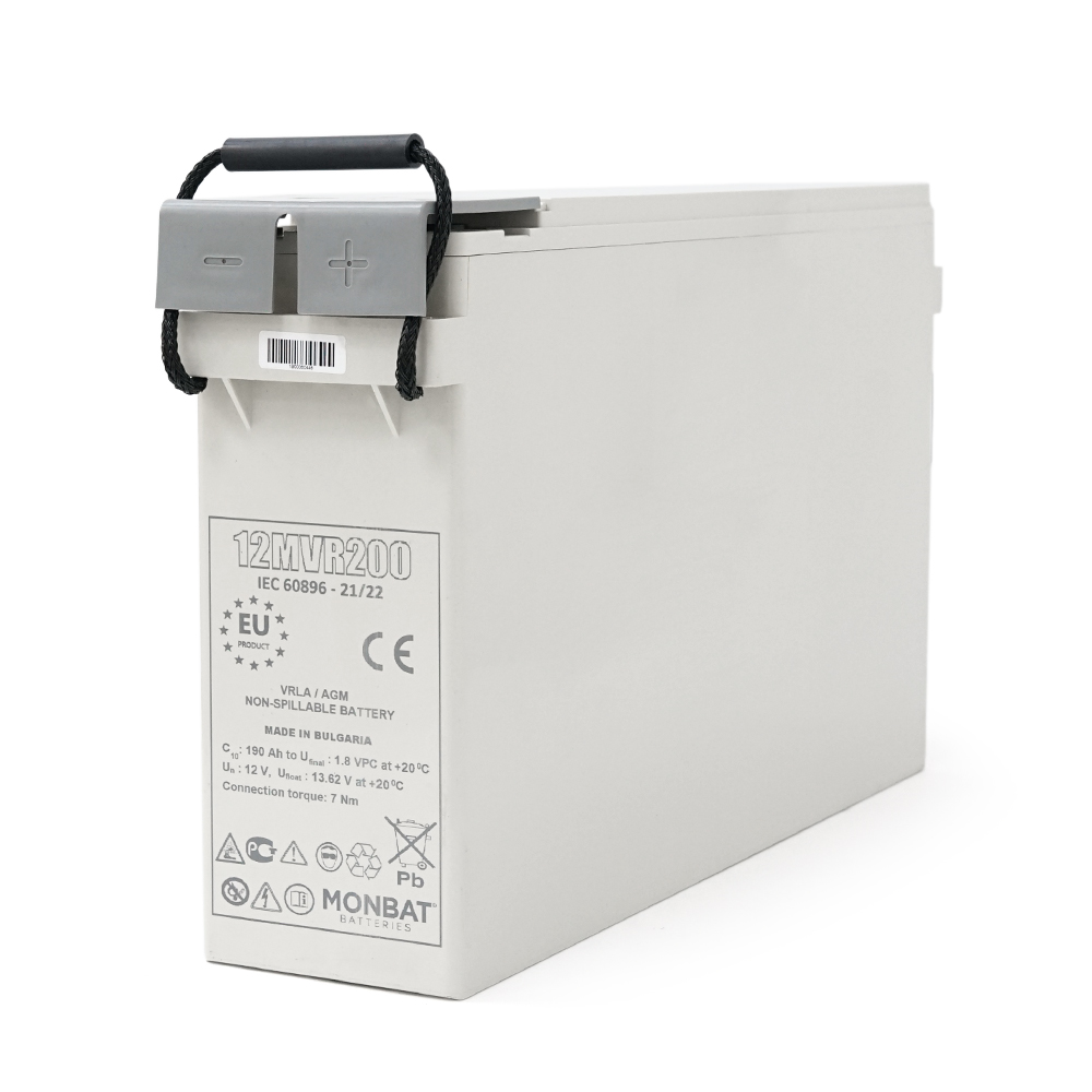 37283 Акумуляторна батарея MONBAT FRONT TERMINAL 12MVR200 AGM 12V / 200 Ah, 555x125x316 мм, 59.2 кг - Зображення 1