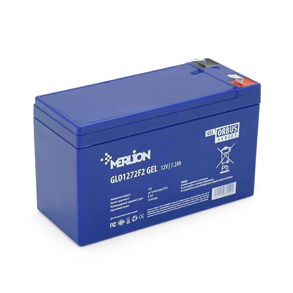 38029 Акумуляторна батарея MERLION ORBUS GLO1272F2 12 V 7.2Ah ( 150 x 65 x 95 (100) Orange Q10 / 480 - Зображення 1