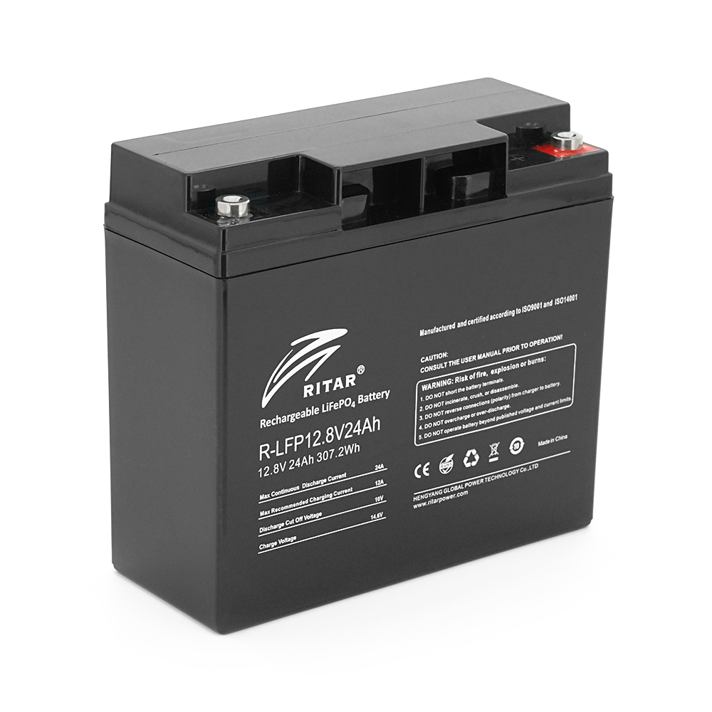 38098 Аккумуляторная батарея Ritar LiFePO4 12,8V 24Ah BMS2P4S ( 180 x 165 x 73 (160) ),3,0kg Q4 - Зображення 1