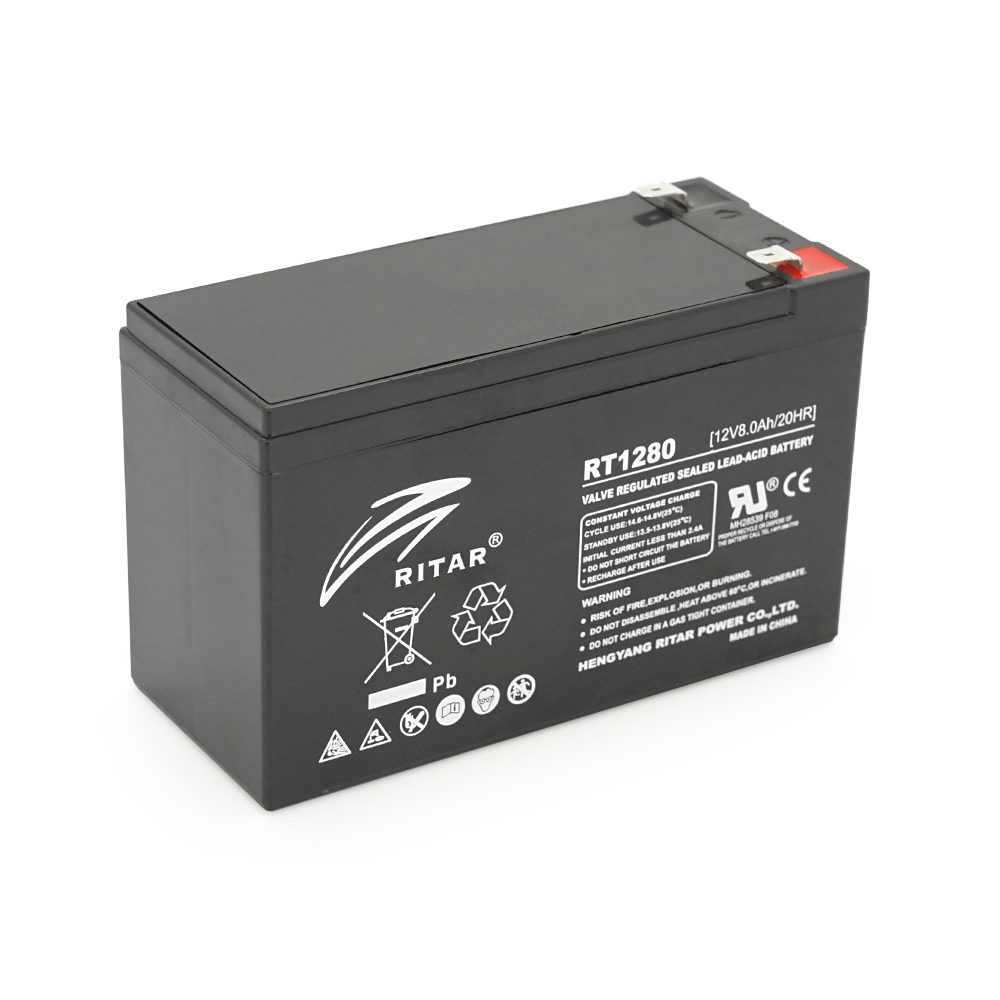 40971 Акумуляторна батарея AGM RITAR RT1280, Black Case, 12V 8.0Ah ( 151 х 65 х 94 (100) ) Q10 - Зображення 1