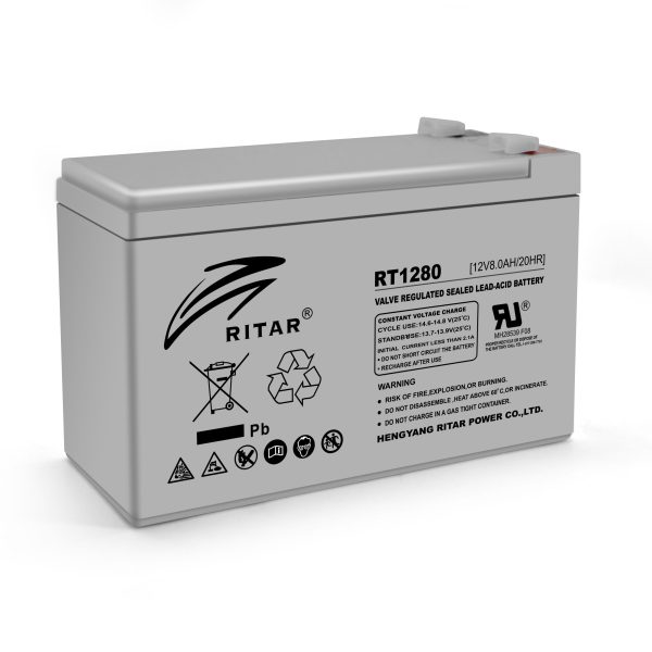 Акумуляторна батарея AGM RITAR RT1280, Gray Case, 12V 8.0Ah ( 151 х 65 х 94 (100) ) Q10