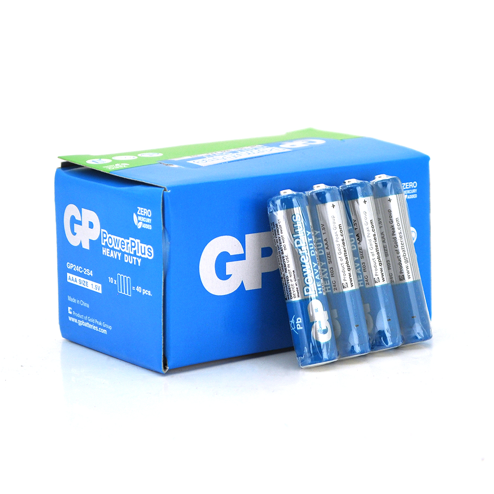 04607 Батарейка сольова GP PowerPlus 24C-IS4, AAA, 4 шт у вакуумній упаковці, ціна за упаковку - Зображення 1