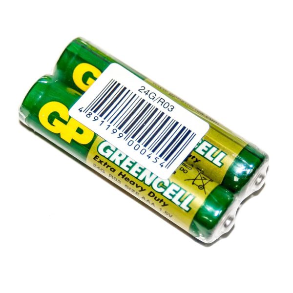 Батарейка сольова GP Greencell 24G-S2, AAA, 2 шт у вакуумній упаковці, ціна за упаковку