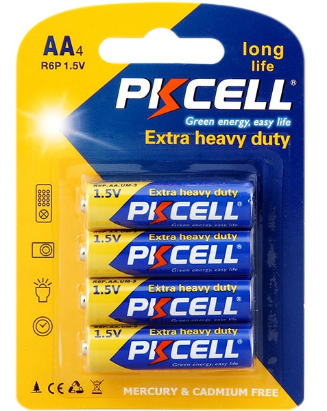 Батарейка сольова PKCELL 1.5V AA / R6, 4 штуки в блістері ціна за блістер, Q12 / 144