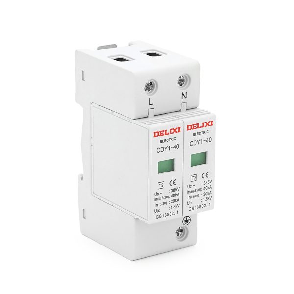 Фотогальванічний захист від перенапруги змінного струму Delixi CDY1-2P 40KA, однофазна, 2 штуки в упаковці, ціна штуку