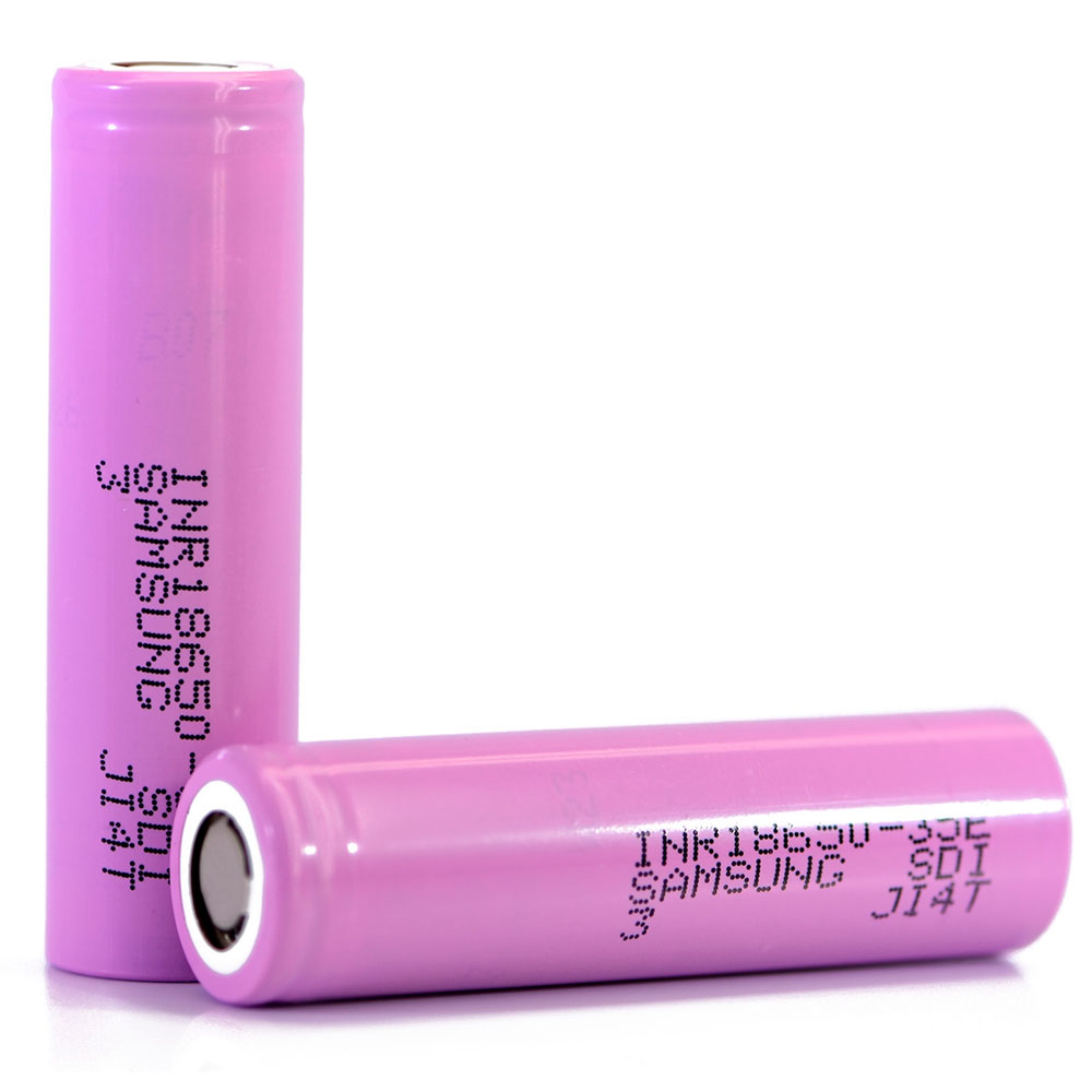 12402 Акумулятор Li-Ion 18650 Samsung INR18650-35E-CCC, 3350mAh, 8A, 4.2 / 3.6 / 2.5V, PINK, 2 шт в упаковці, ціна за 1 шт - Зображення 1