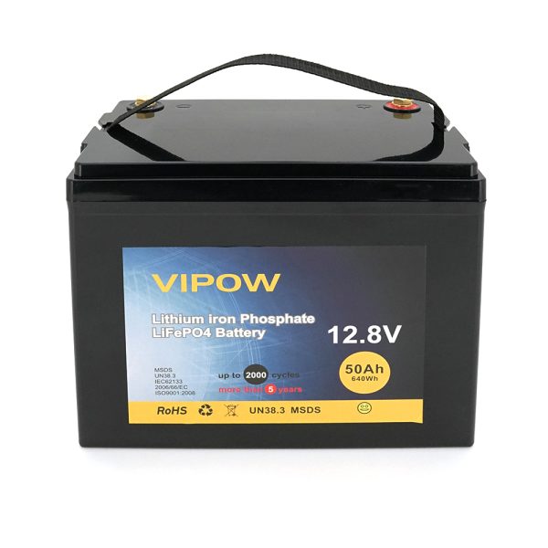 Акумуляторна батарея Vipow LiFePO4 12,8V 50Ah з вбудованою ВМS платою 40A, (229*138*208) Q2