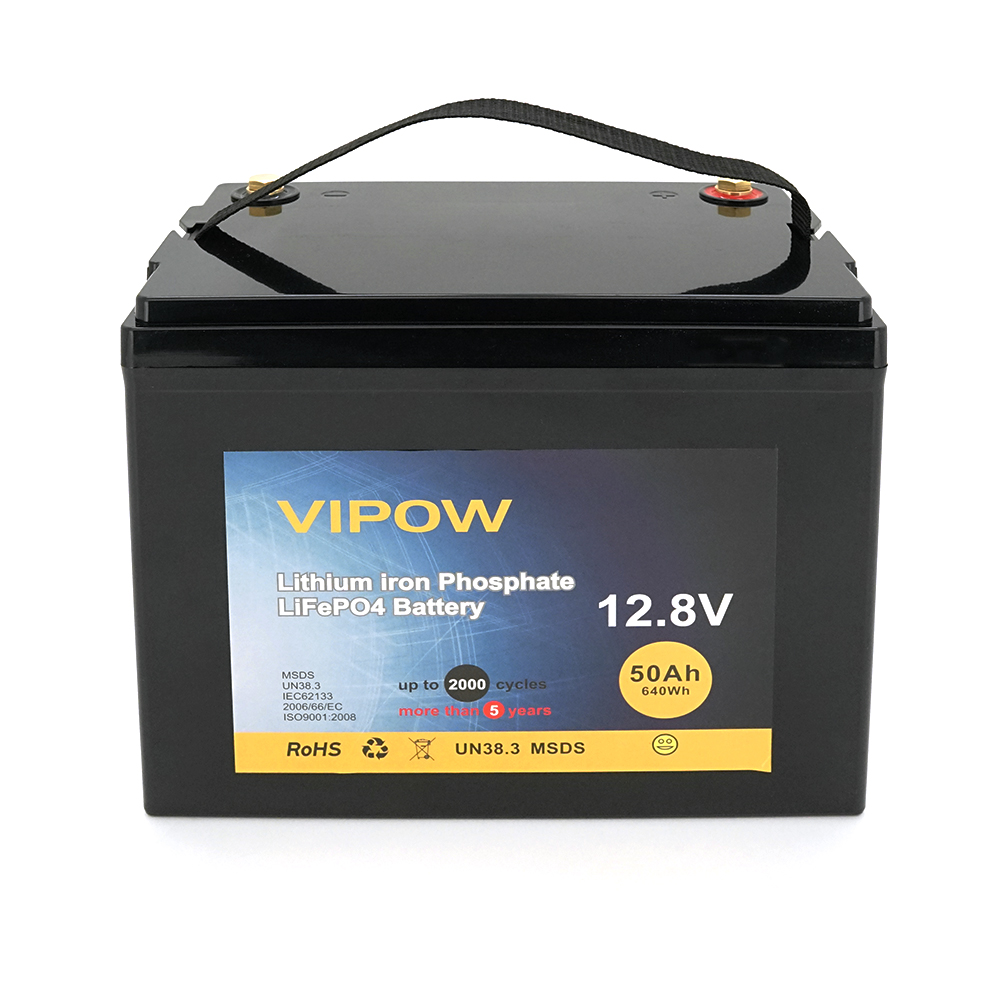 17554 Акумуляторна батарея Vipow LiFePO4 12,8V 50Ah з вбудованою ВМS платою 40A, (229*138*208) Q2 - Зображення 1
