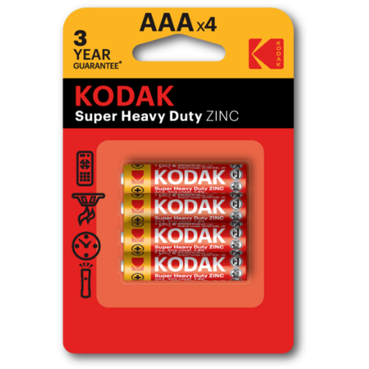 Батарейка сольова KODAK Super Heavy Duty R3, ААА, 4шт в блістері, ціна за блістер