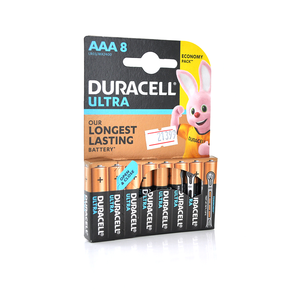 21399 Батарейка лужна DURACELL LR03 (ААА) KPD ULTRA, 8шт в блістері, ціна за блістер - Зображення 1