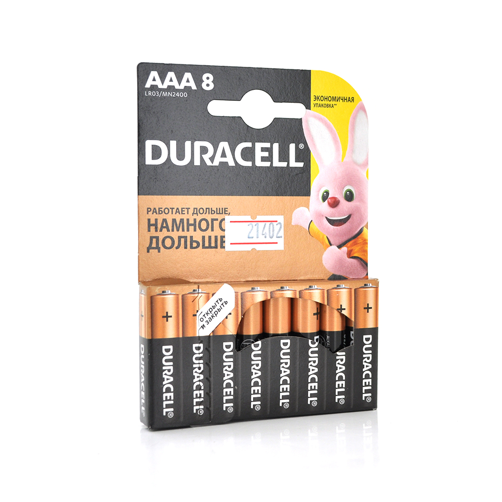 21402 Батарейка лужна DURACELL LR03 (ААА) MN2400, 8шт в блістері, ціна за блістер - Зображення 1