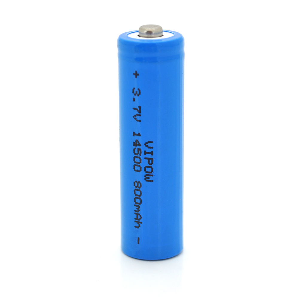 25545 Акумулятор 14500 Li-Ion Vipow ICR14500 TipTop, 800mAh, 3.7V, Blue - Зображення 1